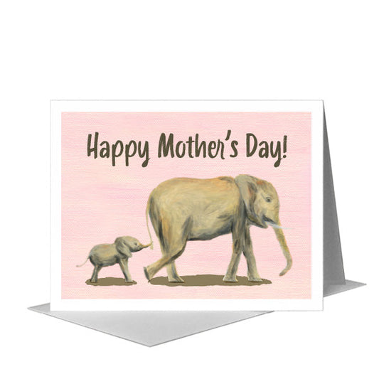 Mother & Baby Elephant, Greeting Card (#8359A) A2 Card Front, www.printedcanvas.com