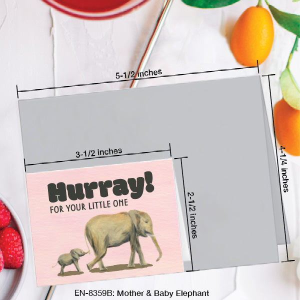 Mother & Baby Elephant, Greeting Card (8359B), Enclosure, www.printedcanvas.com