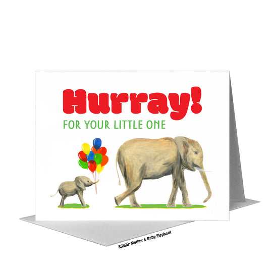 Mother & Baby Elephant, Greeting Card (#8359B), A2 Card Front, www.printedcanvas.com