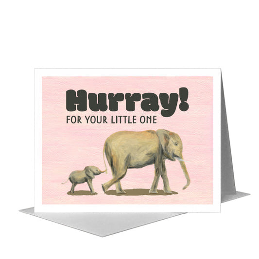 Mother & Baby Elephant, Greeting Card (#8359B) A2 Card Front, www.printedcanvas.com