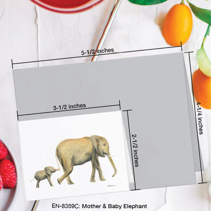 Mother & Baby Elephant, Greeting Card (8359C), Enclosure Card, www.printedcanvas.com