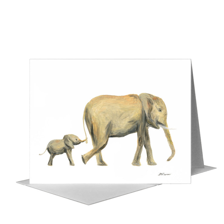 Mother & Baby Elephant, Greeting Card (#8359C), A2 Card Front, www.printedcanvas.com