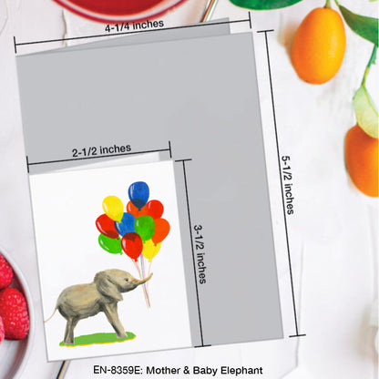 Mother & Baby Elephant, Greeting Card (8359E), Enclosure Card, www.printedcanvas.com