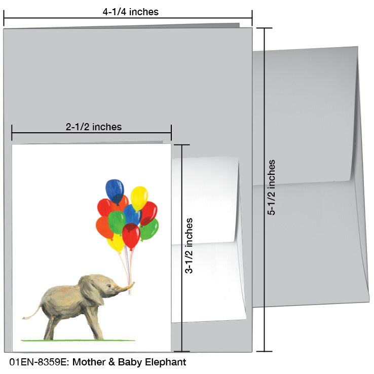 Mother & Baby Elephant, Greeting Card (8359E), Enclosure Card, www.printedcanvas.com