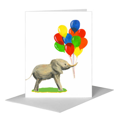 Mother & Baby Elephant, Greeting Card (#8359E) A2 Card Front, www.printedcanvas.com