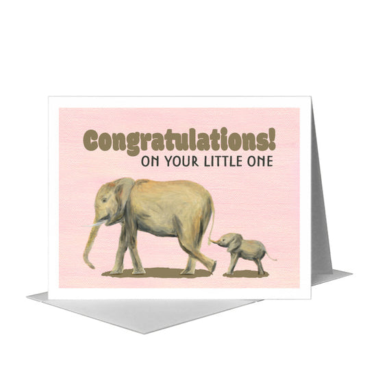 Mother & Baby Elephant, Greeting Card (#8359F) A2 Card Front, www.printedcanvas.com
