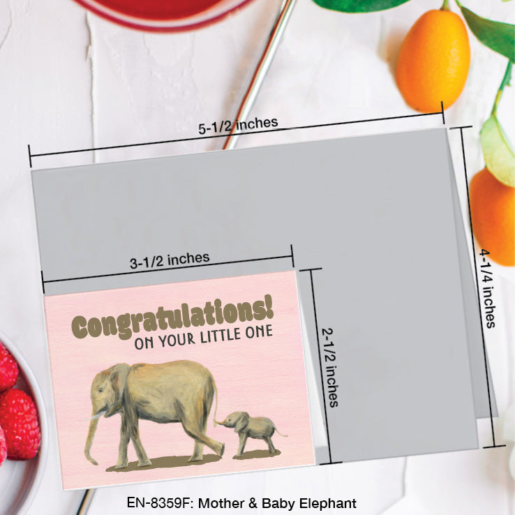 Mother & Baby Elephant, Greeting Card (8359F), Enclosure, www.printedcanvas.com