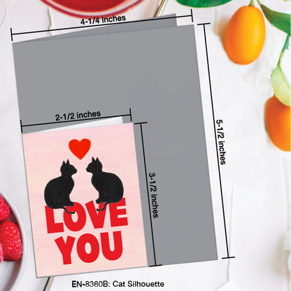 Cat Silhouette, Greeting Card (8360B), Enclosure, www.printedcanvas.com