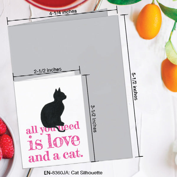 Cat Silhouette, Greeting Card (8360JA), Enclosure, www.printedcanvas.com