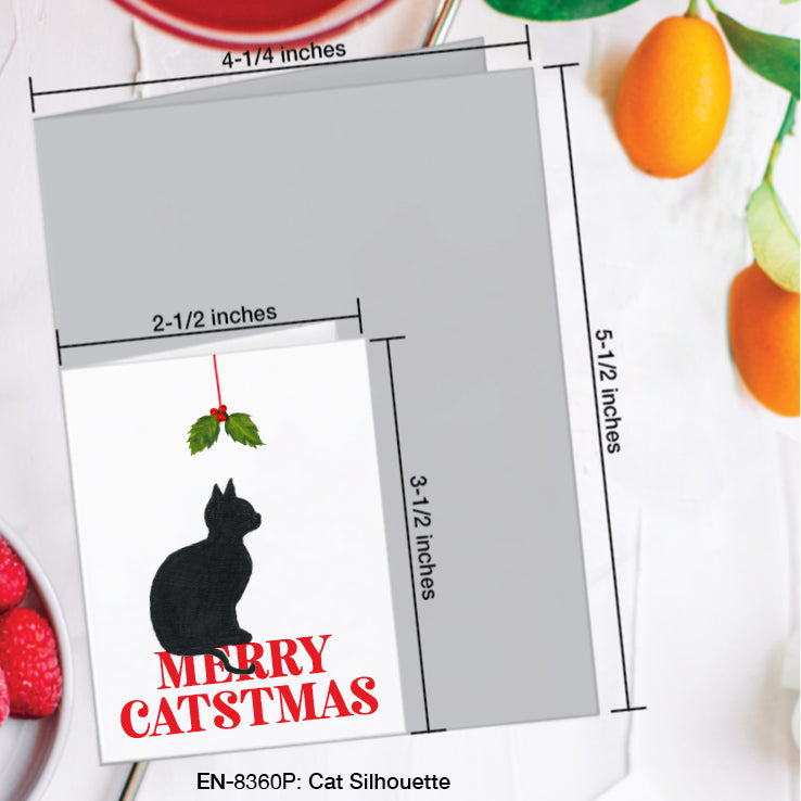 Cat Silhouette, Greeting Card (#8360P), Enclosure Card, www.printedcanvas.com