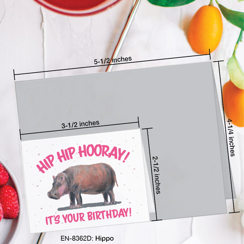 Hippo, Greeting Card (8362D), Enclosure, www.printedcanvas.com