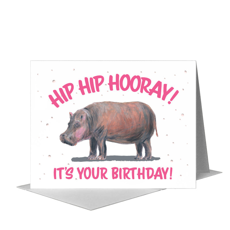 Hippo, Greeting Card (#8362D) A2 Card Front, www.printedcanvas.com