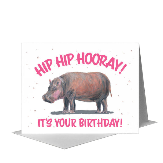 Hippo, Greeting Card (#8362D) A2 Card Front, www.printedcanvas.com
