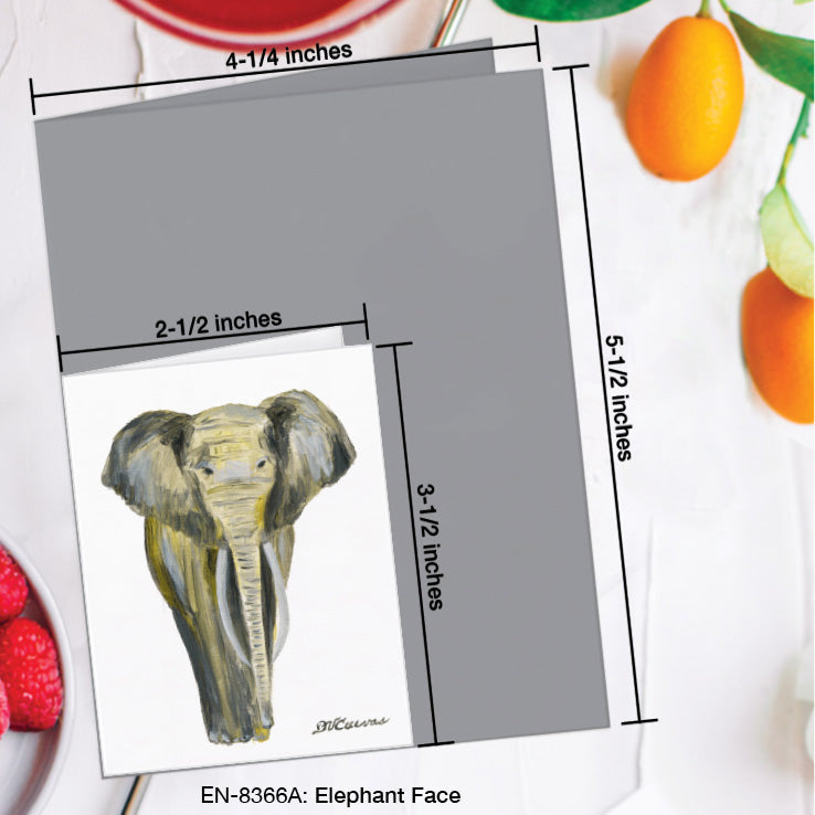 Elephant Face, Greeting Card (8366A), Enclosure Card, www.printedcanvas.com