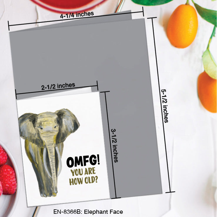 Elephant Face, Greeting Card (8366B), Enclosure, www.printedcanvas.com