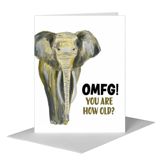 Elephant Face, Greeting Card (#8366B) A2 Card Front, www.printedcanvas.com