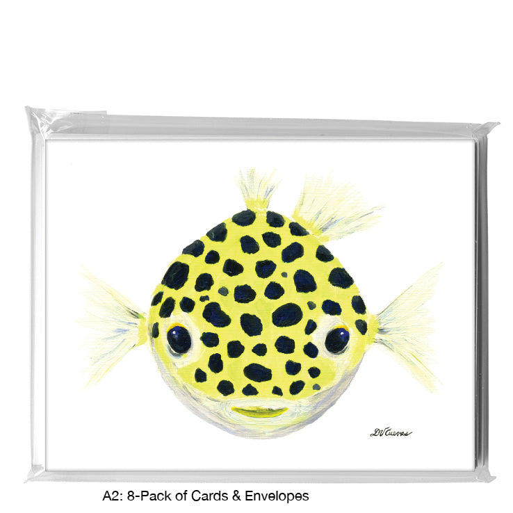 Green Puffer Fish, Greeting Card (8367B), A2 Card 8-Pack, www.printedcanvas.com