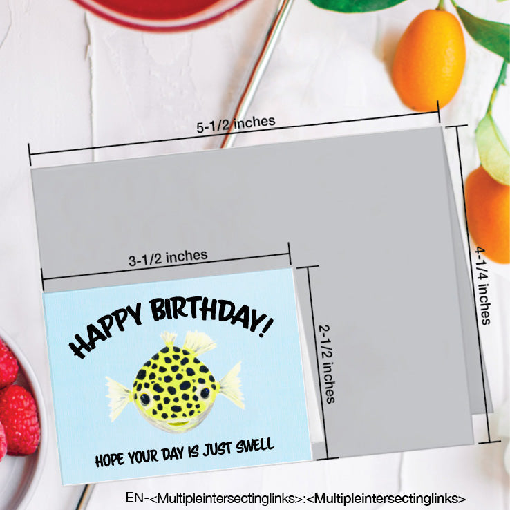 Green Puffer Fish, Greeting Card (8367A), Enclosure, www.printedcanvas.com