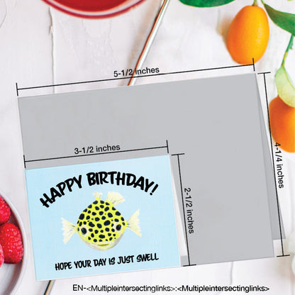 Green Puffer Fish, Greeting Card (8367A), Enclosure, www.printedcanvas.com