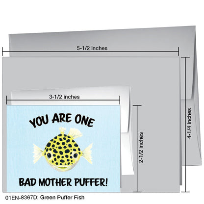 Green Puffer Fish, Greeting Card (8367D), Enclosure, www.printedcanvas.com