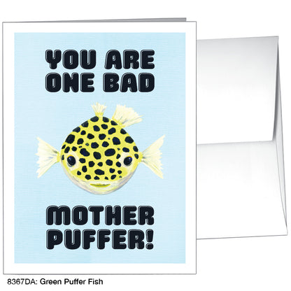 Green Puffer Fish, Greeting Card (#8367DA), A2 Card Front, www.printedcanvas.com