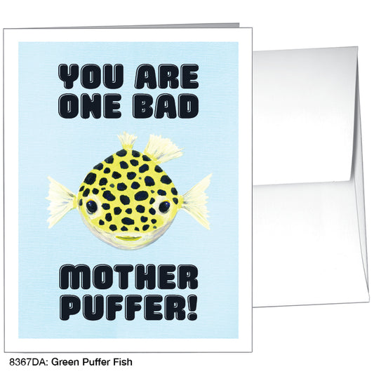 Green Puffer Fish, Greeting Card (#8367DA), A2 Card Front, www.printedcanvas.com