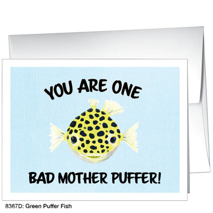 Green Puffer Fish, Greeting Card (8367D), A2 Card, www.printedcanvas.com