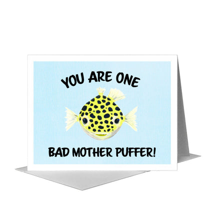 Green Puffer Fish, Greeting Card (#8367D) A2 Card Front, www.printedcanvas.com