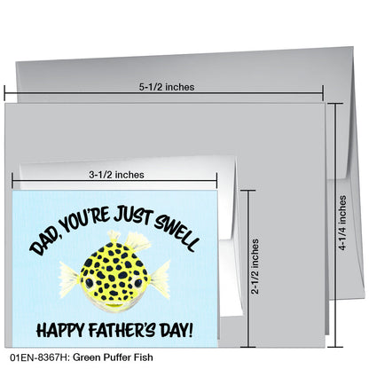 Green Puffer Fish, Greeting Card (8367H), Enclosure Card, printedcanvas.com