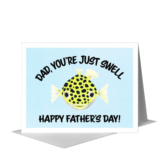 Green Puffer Fish, Greeting Card (#8367H) A2 Card Front, www.printedcanvas.com