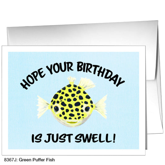 Green Puffer Fish, Greeting Card (8367J), A2, printedcanvas.com