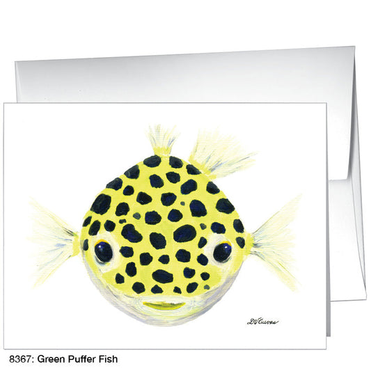 Green Puffer Fish, Greeting Card (8367B), A2 Card Front, www.printedcanvas.com