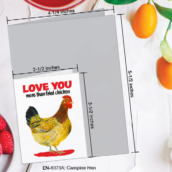 Campine Hen, Greeting Card (8373A), Enclosure, www.printedcanvas.com