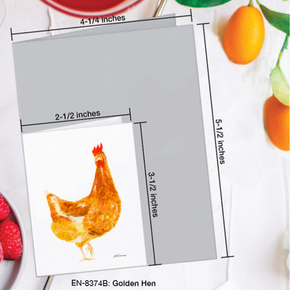 Golden Hen, Greeting Card (8374B), Enclosure Card, www.printedcanvas.com