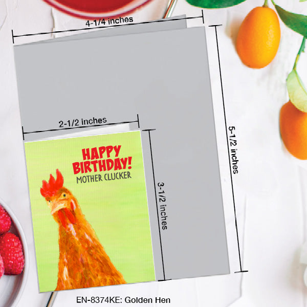 Golden Hen, Greeting Card (8374KE), Enclosure, www.printedcanvas.com