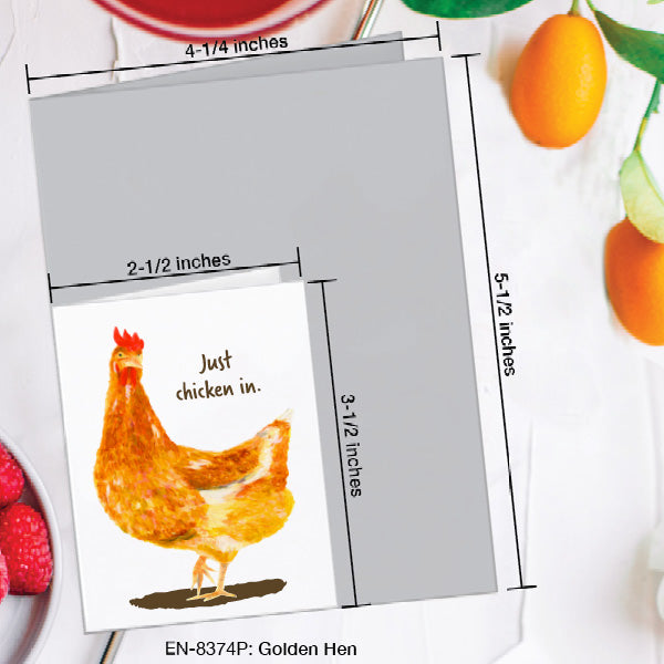 Golden Hen, Greeting Card (8374P), Enclosure, www.printedcanvas.com