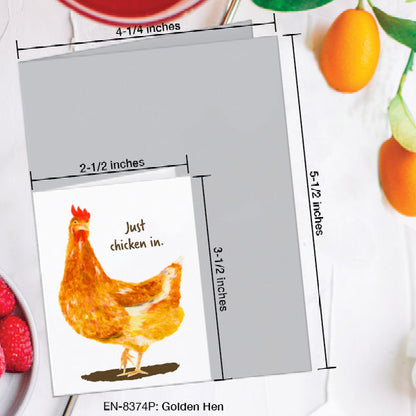 Golden Hen, Greeting Card (8374P), Enclosure, www.printedcanvas.com