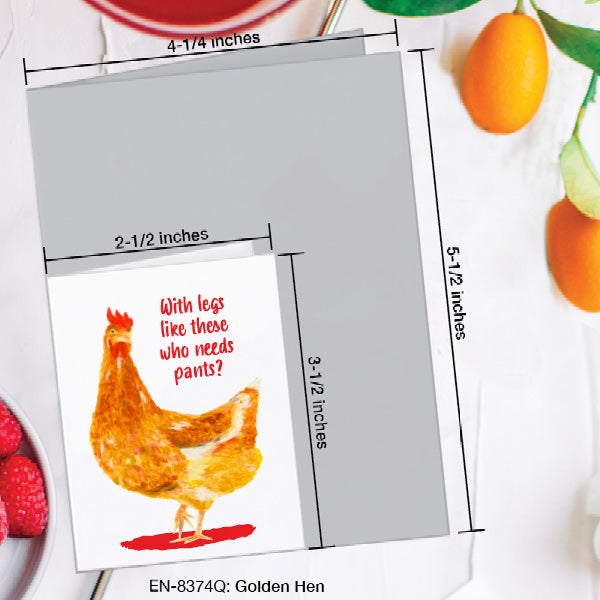 Golden Hen, Greeting Card (8374Q), Enclosure, www.printedcanvas.com