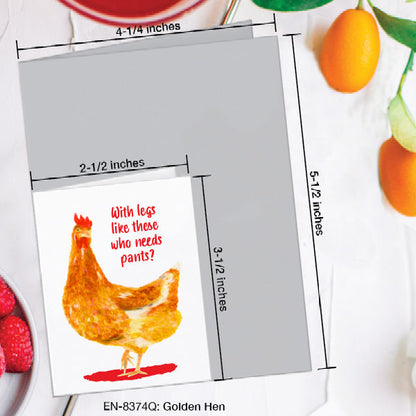 Golden Hen, Greeting Card (8374Q), Enclosure, www.printedcanvas.com