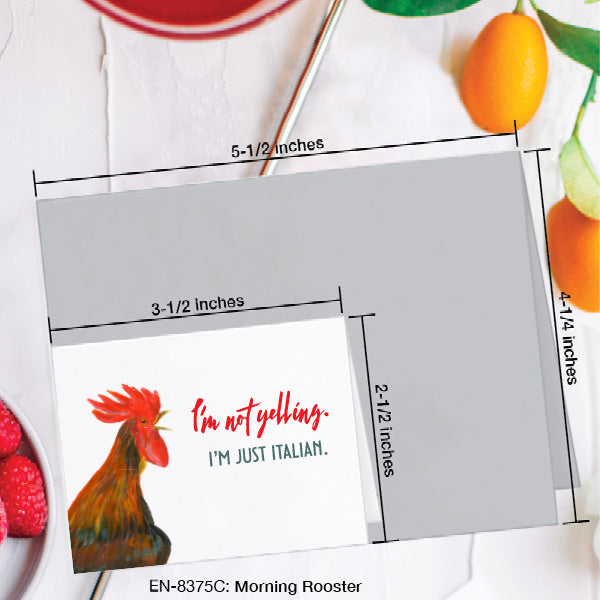 Morning Rooster, Greeting Card (8375C), Enclosure, www.printedcanvas.com