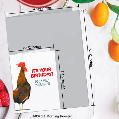 Morning Rooster, Greeting Card (8375H), Enclosure, www.printedcanvas.com