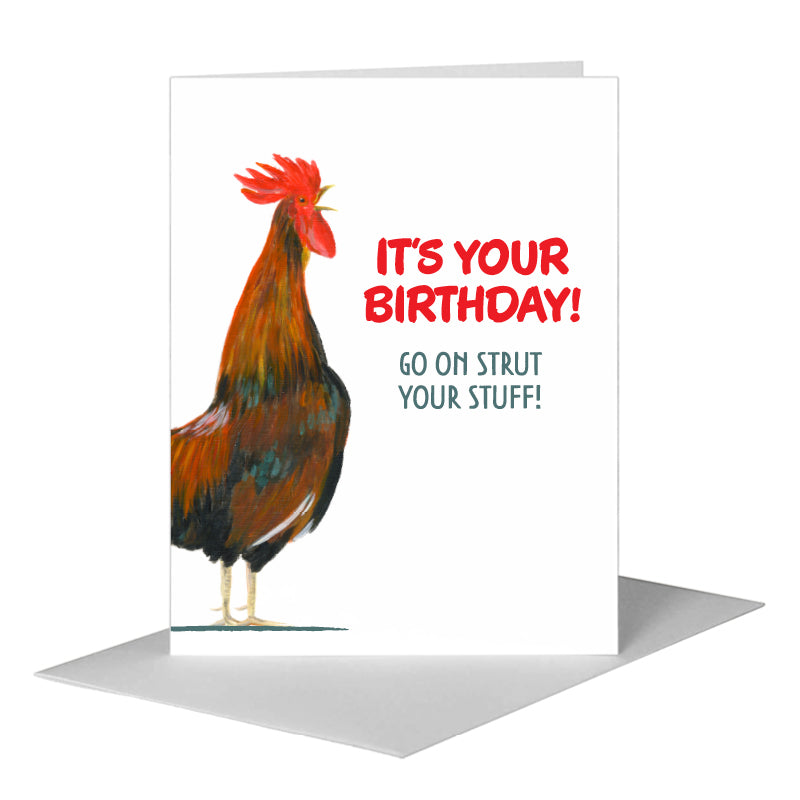 Morning Rooster, Greeting Card (#8375H) A2 Card Front, www.printedcanvas.com