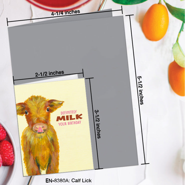 Calf Lick, Greeting Card (8380A), Enclosure, www.printedcanvas.com