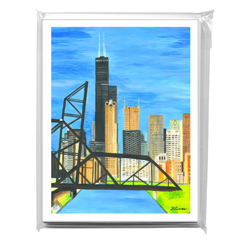 Bridge, Chicago, Greeting Card (8382B), A2 8-Pack, printedcanvas.com