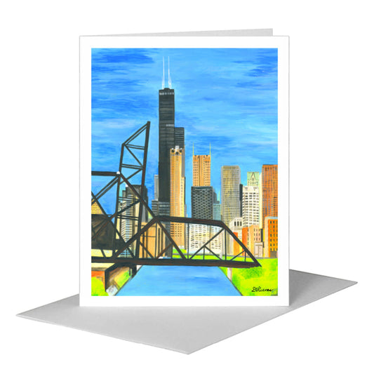Bridge, Chicago, Greeting Card (#8382B) A2 Card Front, www.printedcanvas.com