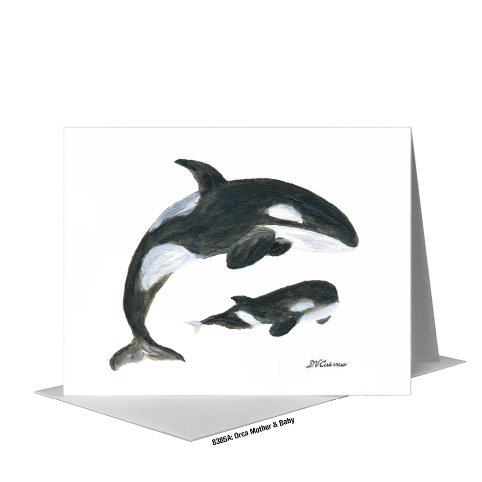 Orca Mother & Baby, Greeting Card (#8385A)