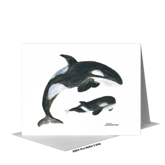Orca Mother & Baby, Greeting Card (#8385A)