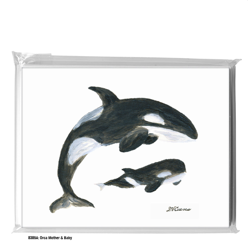 Orca Mother & Baby, Greeting Card (#8385A)