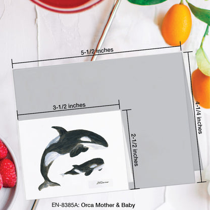 Orca Mother & Baby, Greeting Card (#8385A)