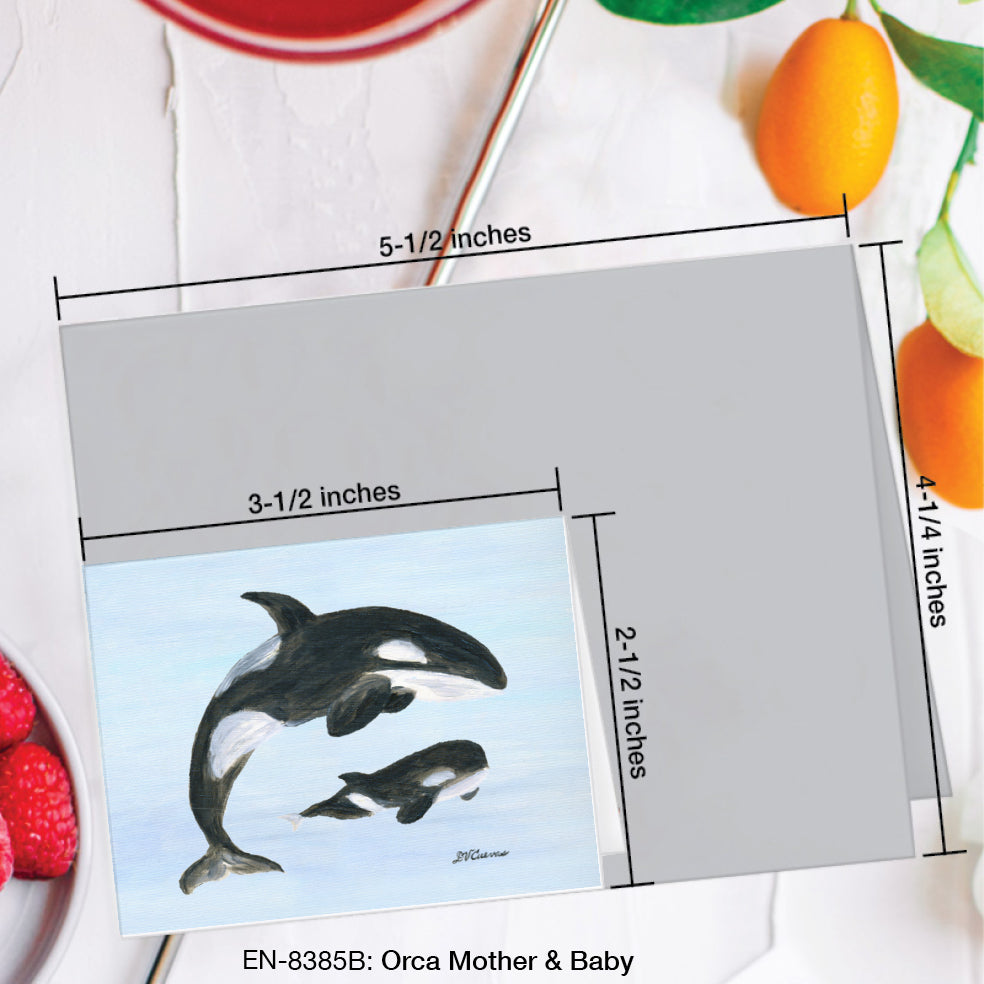 Orca Mother & Baby, Greeting Card (#8385B)